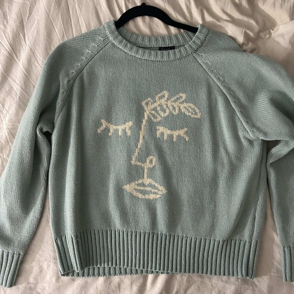 Mint Green Graphic Sweater